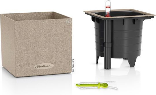Canto with selfwatering system Pot Plastic Beige 14x14x13.5cm.