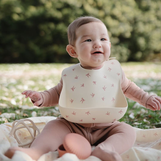 Mushie Waterproof Silicone Baby Bib with Button & Pocket Multicolour