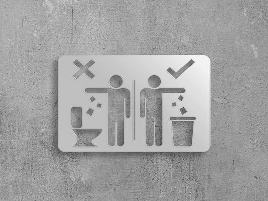 Wc Icon Sign Do Not Throw Paper Μεταλλο-μαυρο-χρωμα