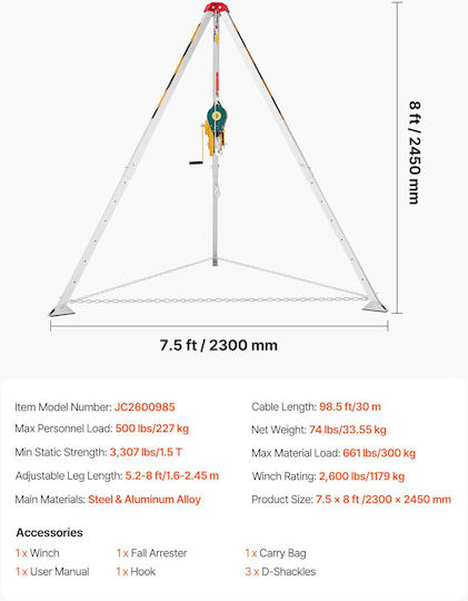 Vevor Lifting & Pulling Equipment for Weight Load up to 1.179t