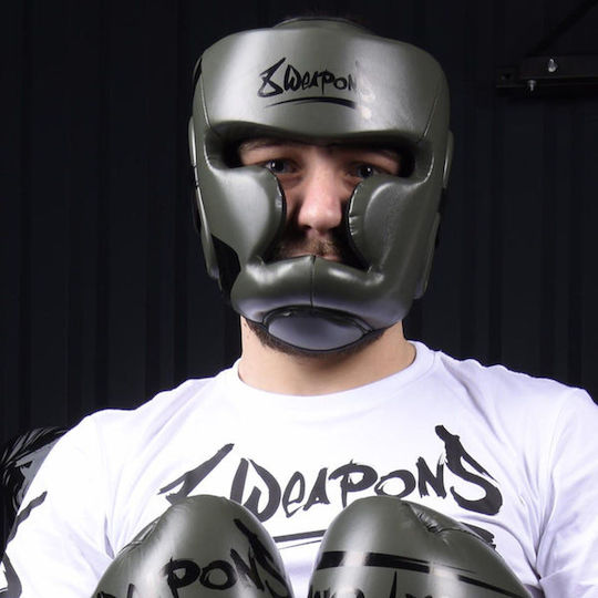 8 Weapons Adult Full Face Boxing Headgear Black