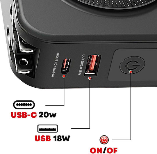 Swissten MagSafe Power Bank 10000mAh 15W с USB-A порт и USB-C порт Черен