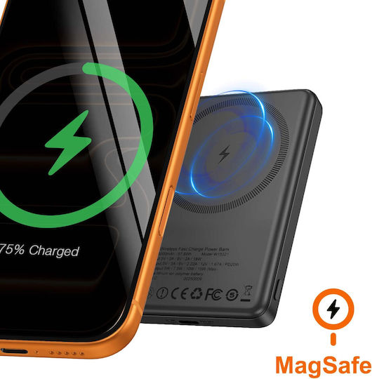 LinQ MagSafe Външна Батерия 15000mAh 20W с USB-C Изходен Порт Черна