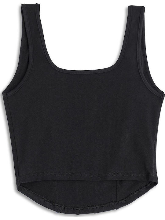Γυναικείο Crop Top Βαμβακερό Αμάνικο Μαυρο