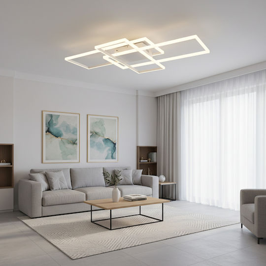 GloboStar Quadra Plafonieră de Tavan 105buc Albă cu LED Integrat și Telecomandă