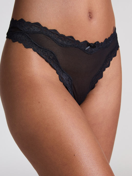 Hazel Women's String with Lace Black