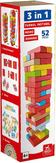 Joc de Societate 3 in 1 Game Unstable Tower, Memo and Domino pentru 1+ Jucători 4+ Ani D-Toys