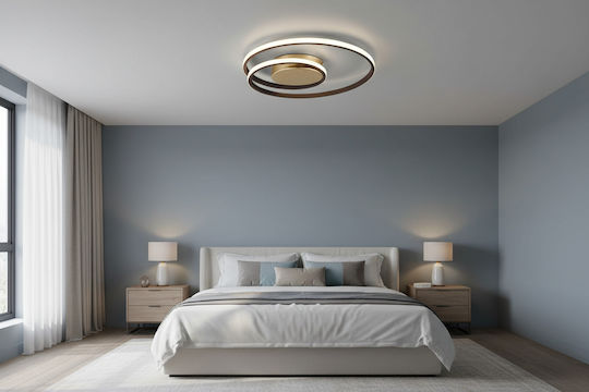Trio Lighting Zibal Πλαφονιέρα Οροφής 39εκ. Χρυσή με Ενσωματωμένο LED