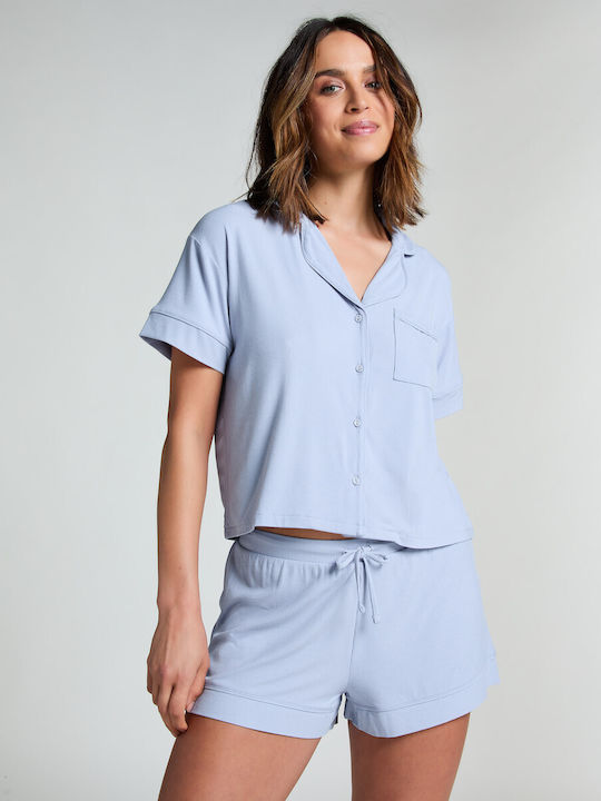 Hunkemöller Winter Damen Pyjama-Oberteil Blau