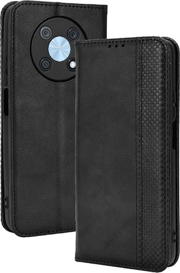 Magnetische Brieftasche Leder / Synthetisches Leder / Silikon Schwarz (Huawei Nova Y90)