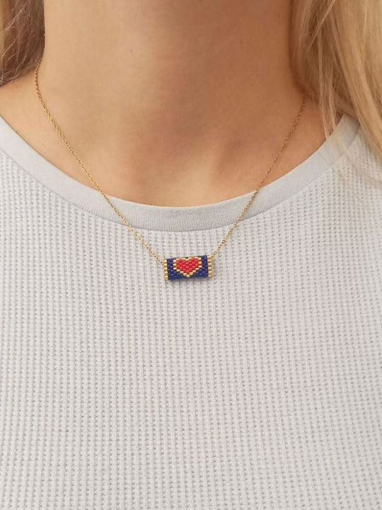 Awear Necklace with design Heart from Steel Black