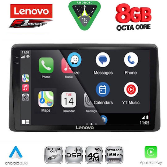 Lenovo Ηχοσύστημα Αυτοκινήτου για Dacia Duster 2019 (Bluetooth/USB/WiFi/GPS/Apple-Carplay/Android-Auto) με Οθόνη Αφής 10"