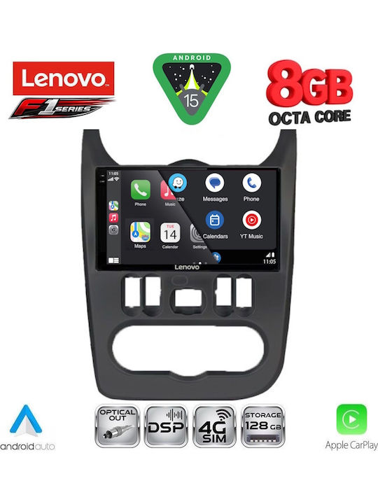 Lenovo Car Audio System for Renault Logan Dacia Duster / Logan / Sandero 2006-2012 (Bluetooth/USB/WiFi/GPS/Apple-Carplay/Android-Auto) with Touch Screen 9"