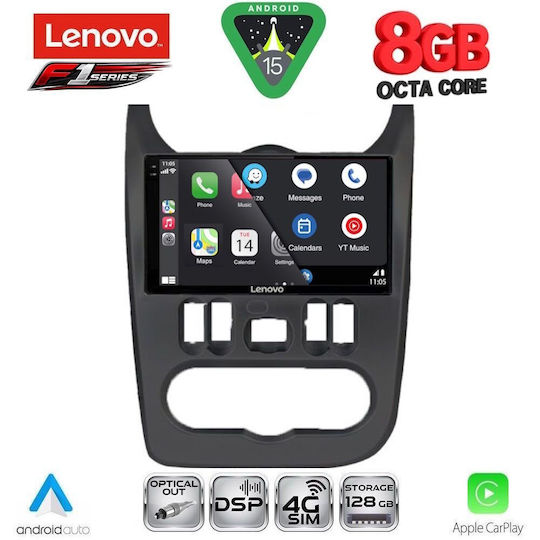 Lenovo Car Audio System for Dacia Duster 2012-2019 (Bluetooth/USB/WiFi/GPS/Apple-Carplay/Android-Auto) with Touch Screen 9"