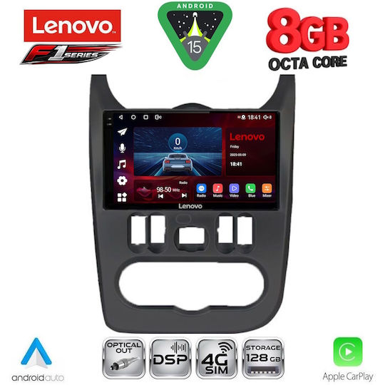 Lenovo Car Audio System for Dacia Duster 2012-2019 (Bluetooth/USB/WiFi/GPS/Apple-Carplay/Android-Auto) with Touch Screen 9"