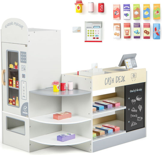 Costway Kids Supermarket Set with Cash Register & Vending Machine & Board