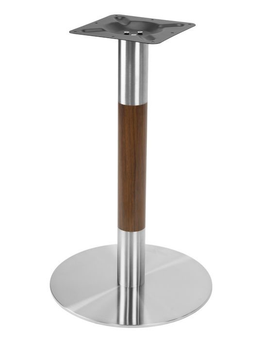 Masă Bar pentru Spații Mici Exterioare Din Lemn cu Ramă Metalică Argintie, Aspect Lemn 60x60x74 cm