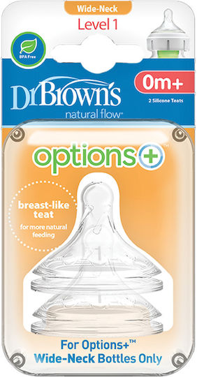 Dr. Brown's Natural Flow Options Level 1 Θηλές από Σιλικόνη Κανονικής Ροής για 0+ μηνών 2τμχ
