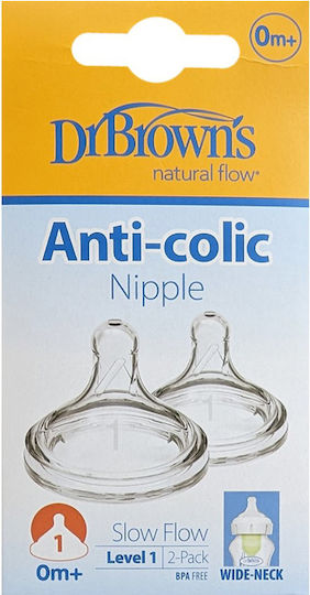 Dr. Brown's Natural Flow Options Level 1 Θηλές από Σιλικόνη Κανονικής Ροής για 0+ μηνών 2τμχ