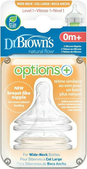 Dr. Brown's Natural Flow Options Level 1 Θηλές από Σιλικόνη Κανονικής Ροής για 0+ μηνών 2τμχ