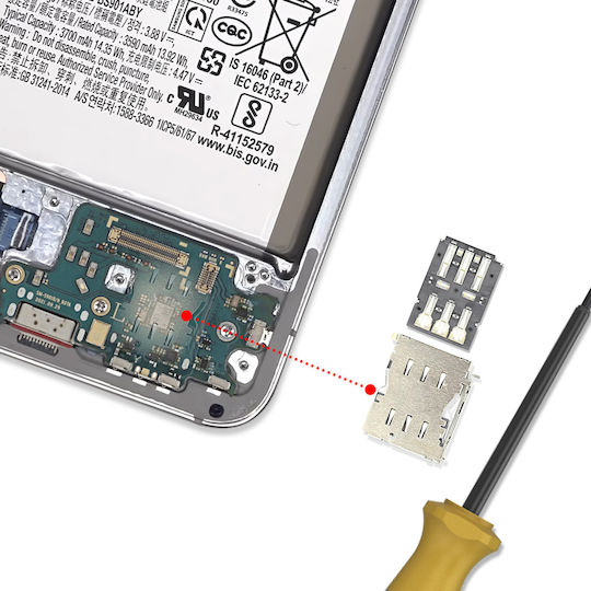Cititor Card SIM Clappio Compatibil Galaxy S22 S22+ S22 Ultra Slot Nano SIM Argintiu