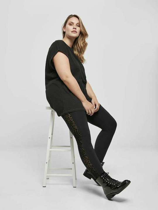Frauen Lang Leggings Hochgeschnitten Schwarz