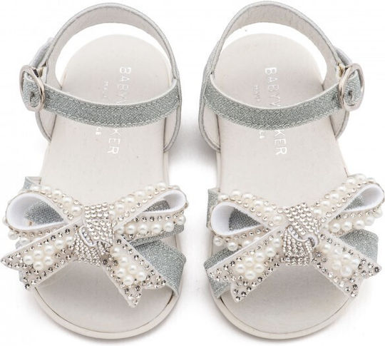 Babywalker Pantofi De Botez Din Piele Sandale Argintii