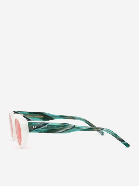 Projekt Produkt Men's Sunglasses with White Plastic Frame and Orange Lens 476356