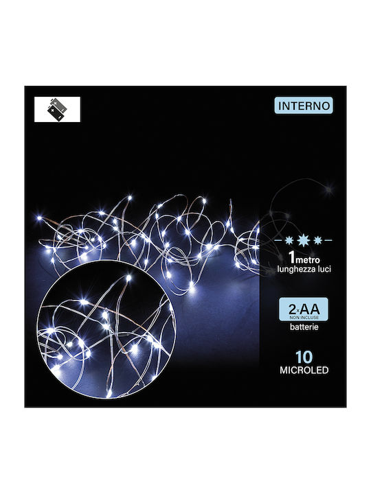 Lights LED 1m. Cold White Battery in String 1pcs