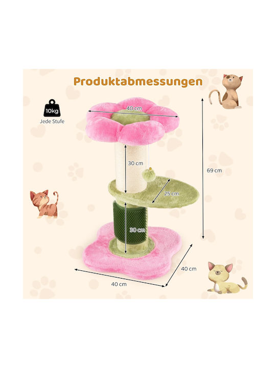 Costway Scratching Post Cat Trees Pink 40x40x69cm