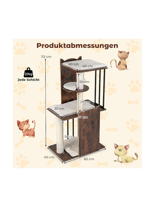 Costway Котешко драскало Дървета за котки Кафяв 60x40x112см.
