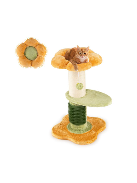 Costway Scratching Post Cat Trees Yellow 3 levels 40x40x69cm
