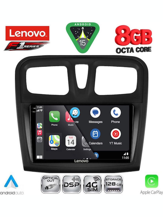 Lenovo Car Audio System for Dacia Logan / Sandero 2012-2019 (Bluetooth/USB/WiFi/GPS/Apple-Carplay/Android-Auto) with Touch Screen 9"