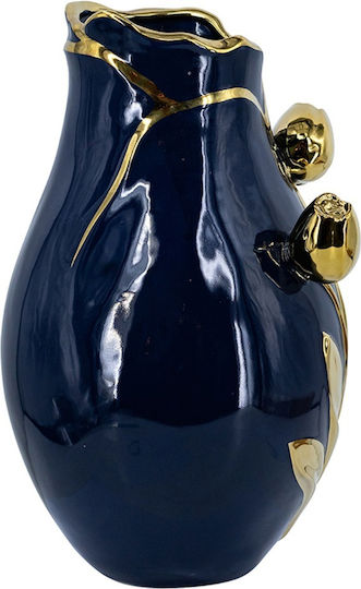 Artekko Διακοσμητικό Βάζο Κεραμικό Glazed Μπλε Φ20xΥ34.5cm