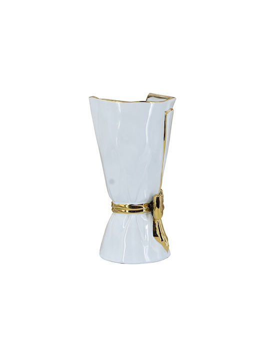 Artekko Decorative Vase Glazed White 15.5x15.5x30.7cm