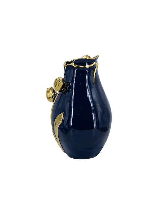 Artekko Decorative Vase Glazed Blue 19x19x28.5cm