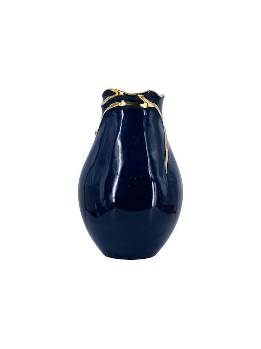 Artekko Decorative Vase Glazed Blue 19x19x28.5cm
