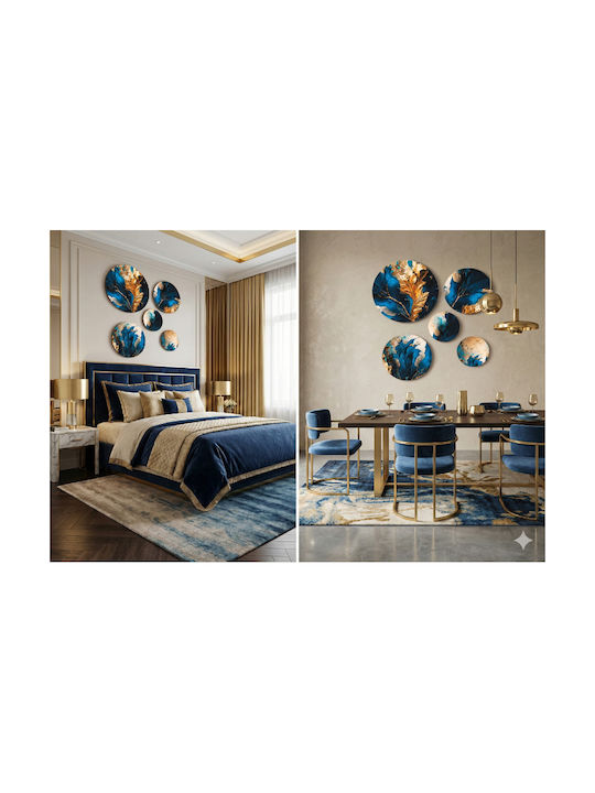 Tablouri Rotunde Decorative De Perete Albastre Pentru Living Dormitor Cameră
