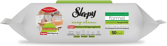 Sleepy Easy Clean Surface Cleaning Towels Food Contact Bergamot Oil 50 Pieces