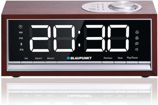 Blaupunkt Επιτραπέζιο Ψηφιακό Ρολόι LED Ξύλινο με Ξυπνητήρι & Ραδιόφωνο Καφέ CR60BT