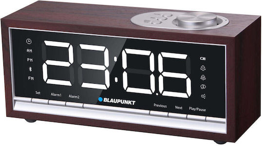 Blaupunkt Επιτραπέζιο Ψηφιακό Ρολόι LED Ξύλινο με Ξυπνητήρι & Ραδιόφωνο Καφέ CR60BT