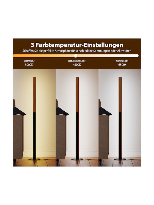 Costway LED Floor Lamp H122xW18cm. with Adjustable White Light