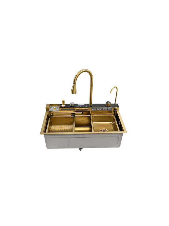 Hausberg Drop-In Chiuvetă Inox cu robinet L75xW46cm Auriu