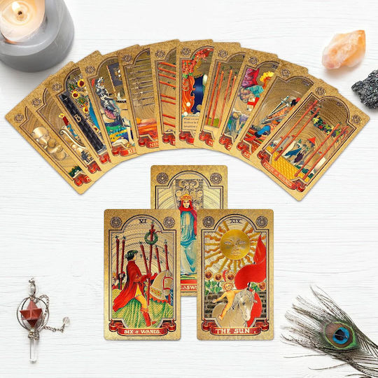 Authentic Tarot Deck Instruction Book Fool Golden Tarot 78 Cards+Book