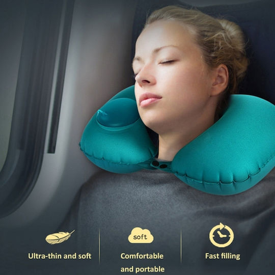 Inflatable Silk Travel Pillow Blue