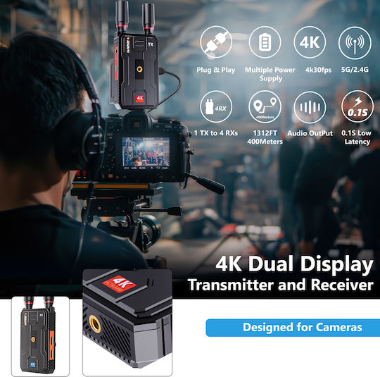 Vrriis Hdmi Wireless Video Transmission System Wl097 Pro 4k 2.4/5ghz Up To 400m 5210131159514
