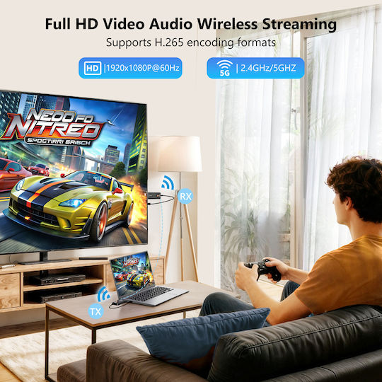 Vrriis HDMI Wireless-Adapter System Für Videoübertragung Wl087 Mini 1080p 2.4/5ghz Bis Zu 350m 5210131159521