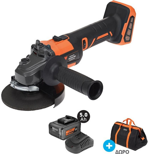 Krausmann U87520-25SB Τροχός 125mm Μπαταρίας Brushless με Ρύθμιση Στροφών 2x5Ah
