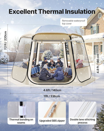 Vevor Winter Camping Tent Pop Up Transparent for 10 People 336x305x220cm
