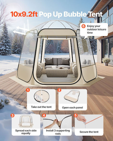 Vevor Bubble Χειμερινή Σκηνή Camping Pop Up Διάφανη 305x275x220εκ.